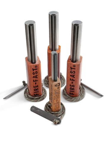 Fire-Fast Trekker Multi Pak package with three starters ready for quick outdoor emergencies.
