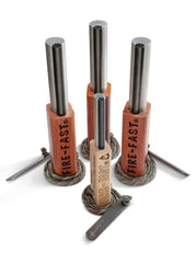 Fire-Fast Trekker wood-handle grip shows sure grip in cold conditions for reliable ignition.