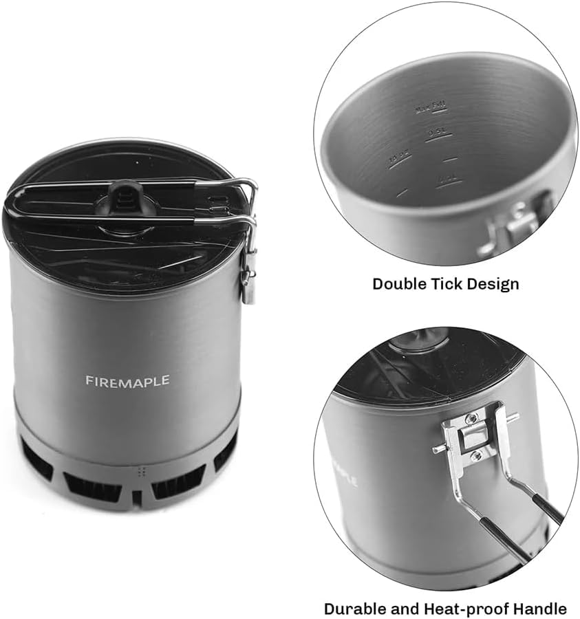 Fire-Maple 600ml ultralight pot weighs 162g for light backpacking.