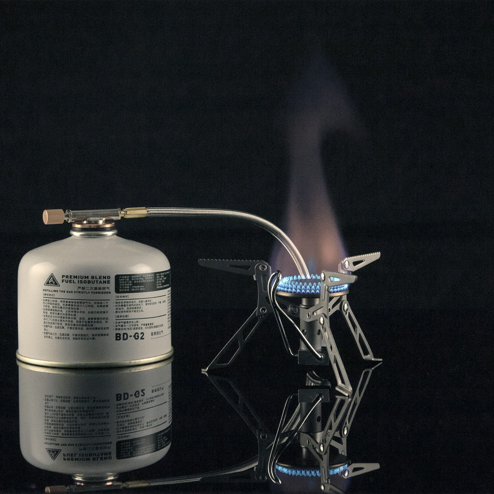 Fire-Maple Blade 2 with remote canister cable for steady flame in cold.