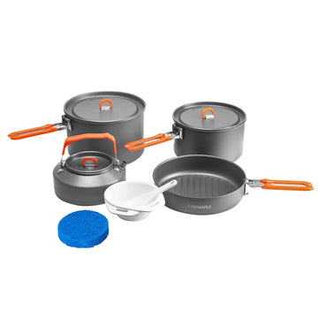 Fire-Maple Feast 4 pots with lids demonstrate compact nesting for backpacking