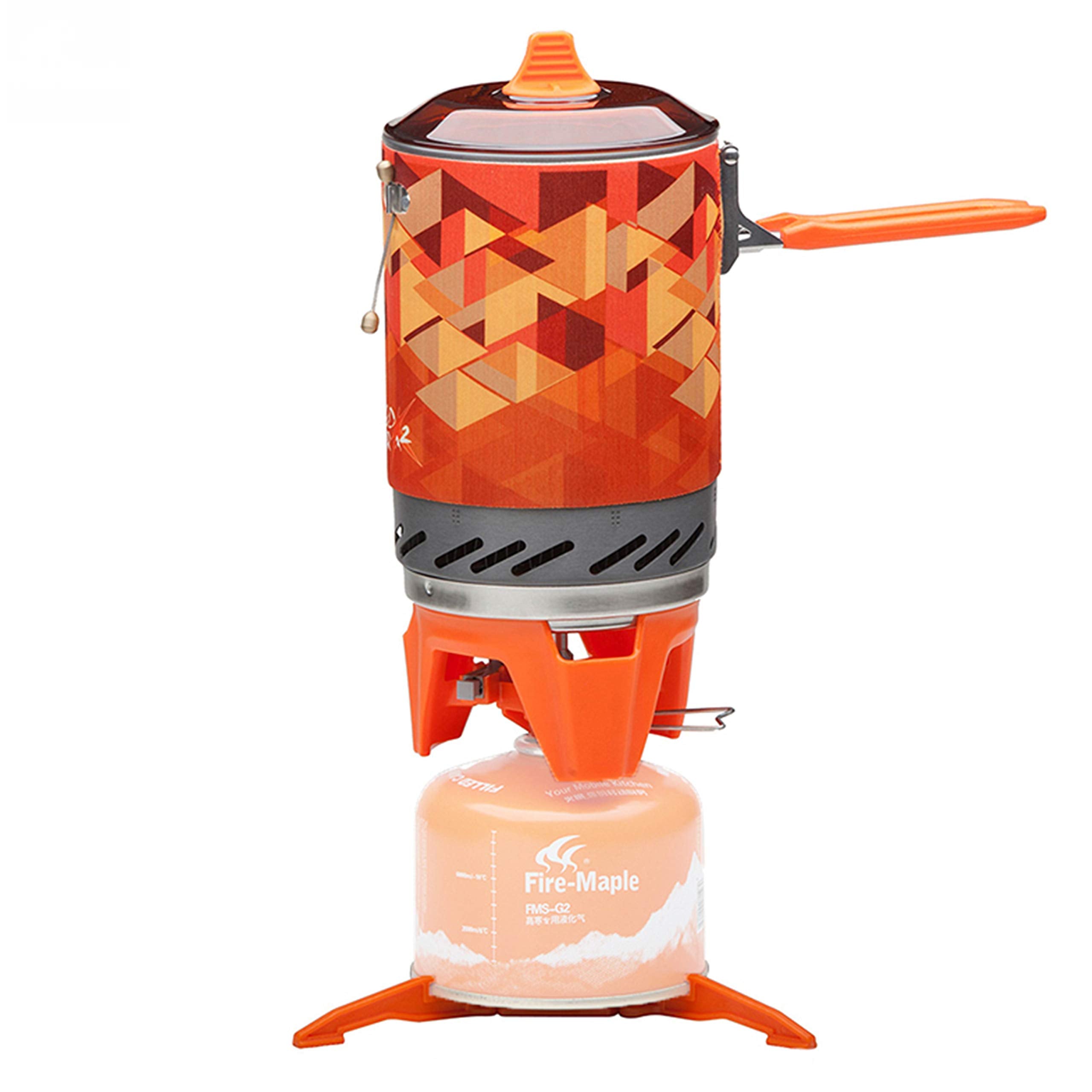 Fire-Maple Fixed Star X2 stove assembly showing compact integrated unit for portability.