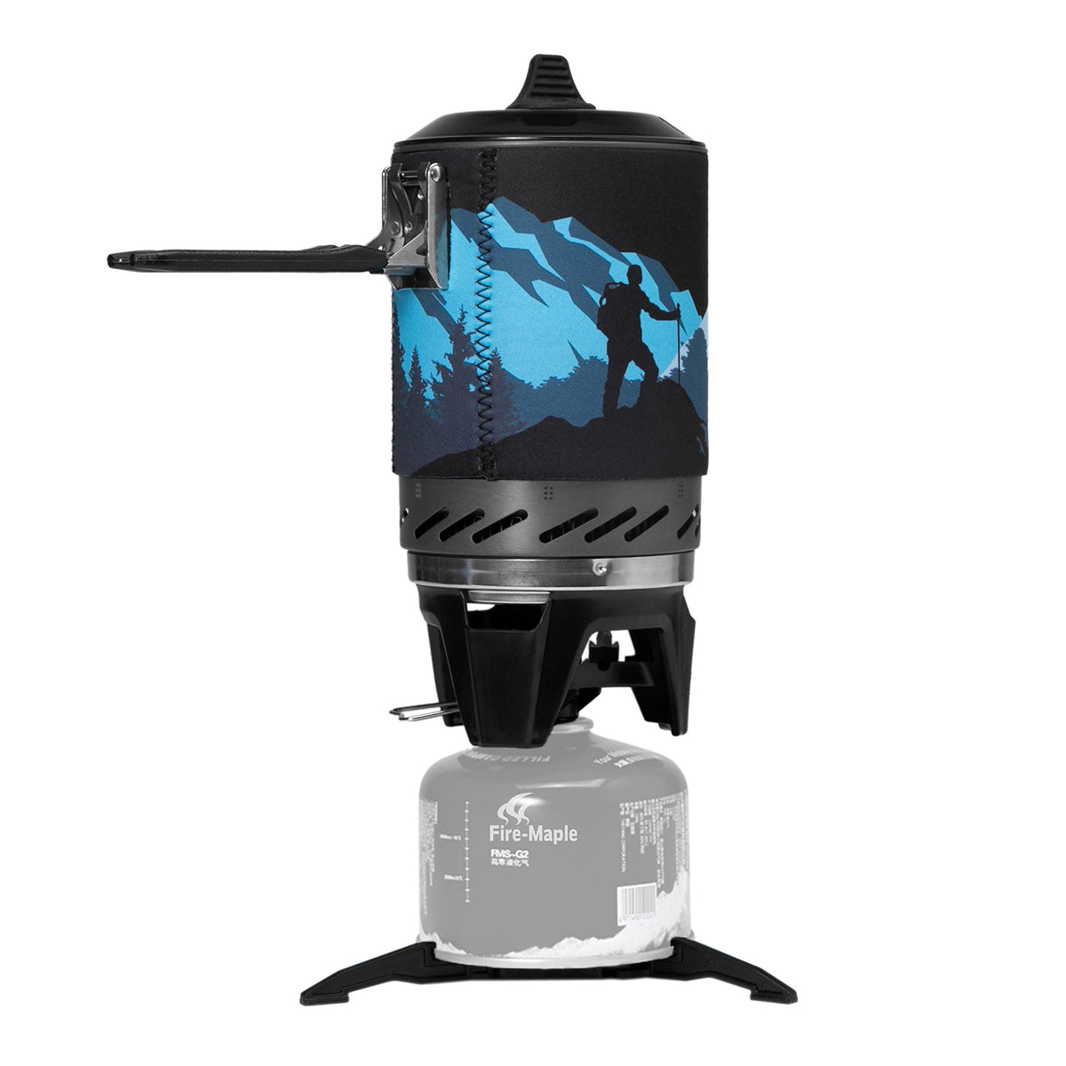 Fire-Maple Fixed Star X2 stove-pot assembly showing integrated cooking system for easy transport