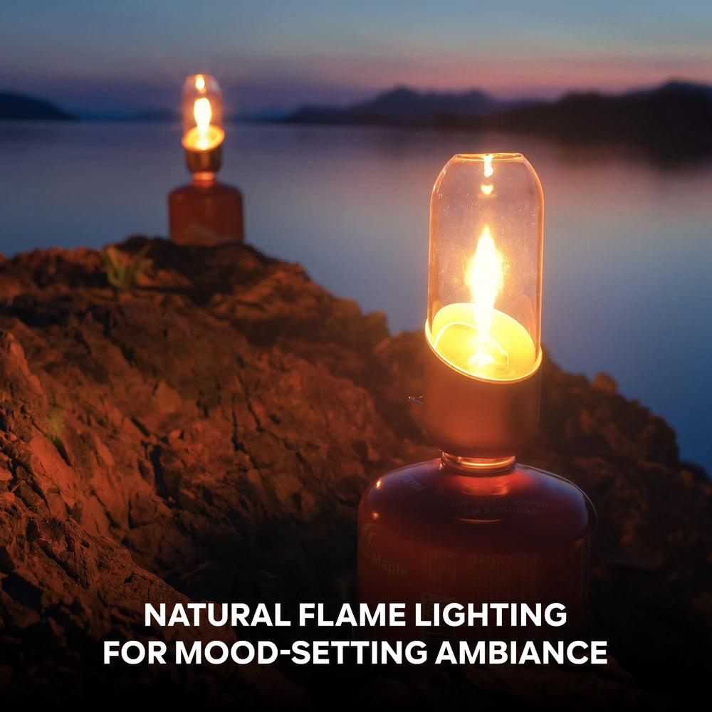 Fire-Maple orange camping lantern compact design fits backpacking trips.