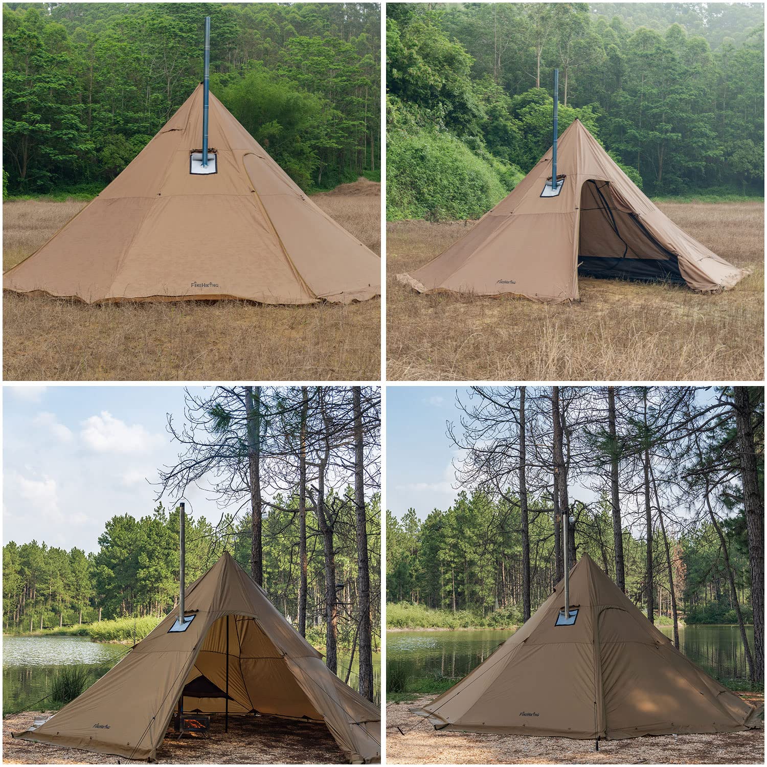 FireHiking hot tent ceiling height-2-4m enables standing comfort and flexible stove setup.