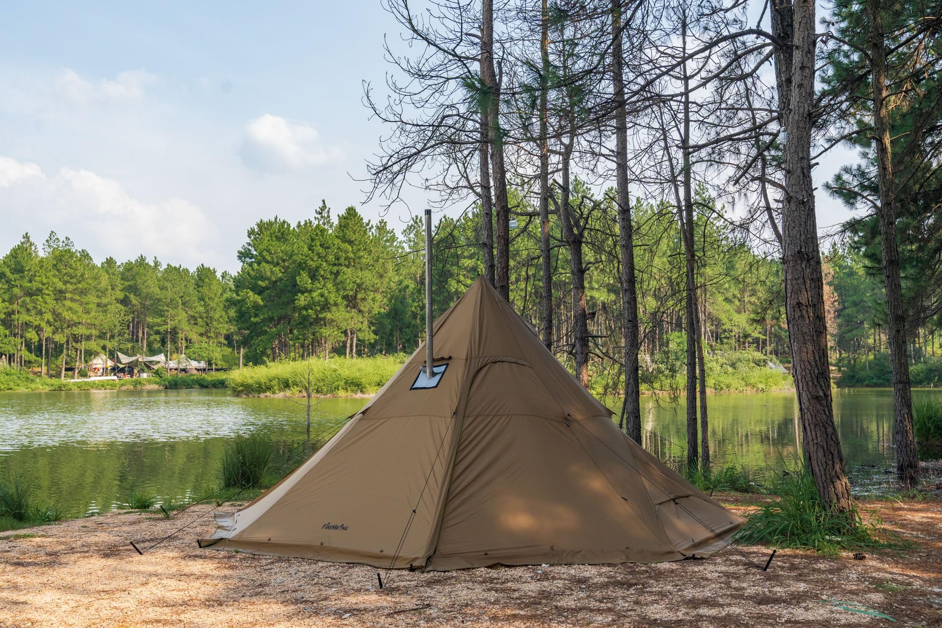 FireHiking hot tent rainproof-70d-material shields gear from rain and wind.