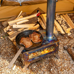 FireHiking ultralight wood stove 2nd-gen side view highlights compact, portable design for backpacking