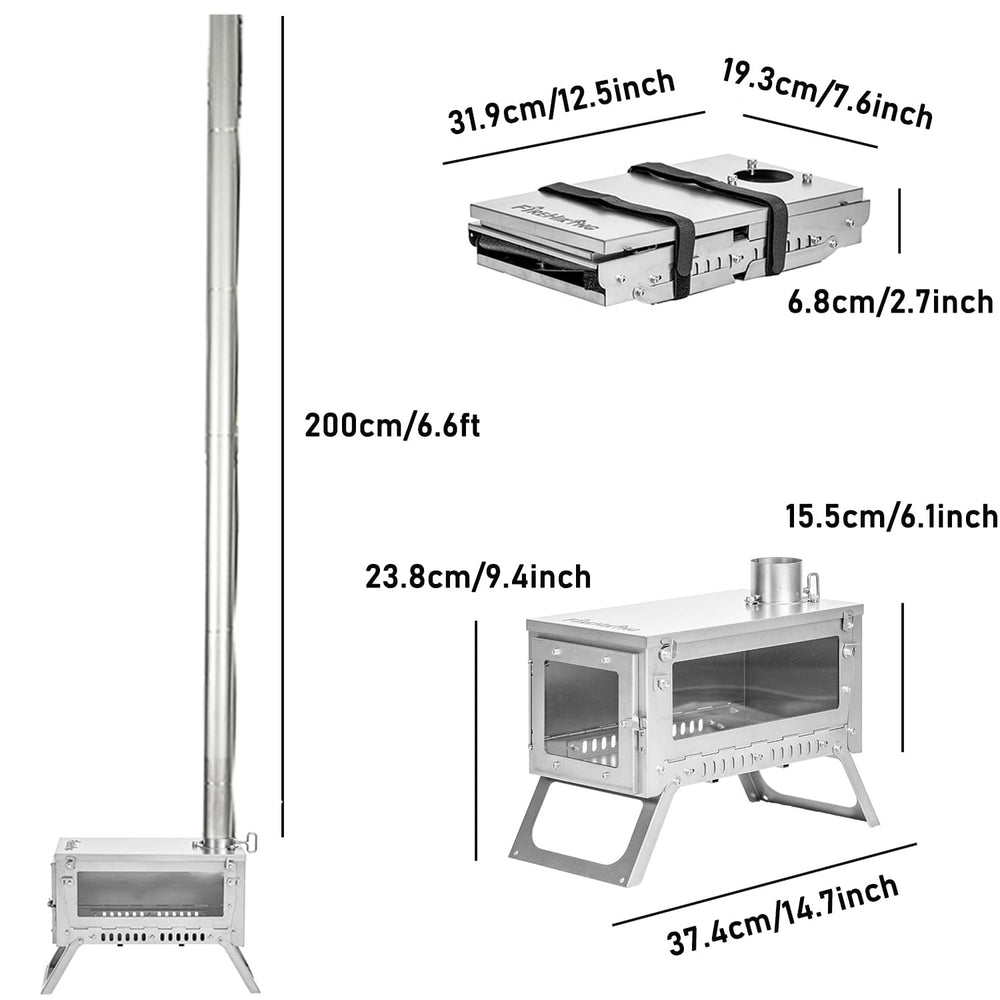FireHiking ultralight wood stove 2nd-gen top view shows reinforced top for heat resilience