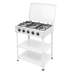 FireLeaves five-burner stove top view shows versatile layout for family meals.