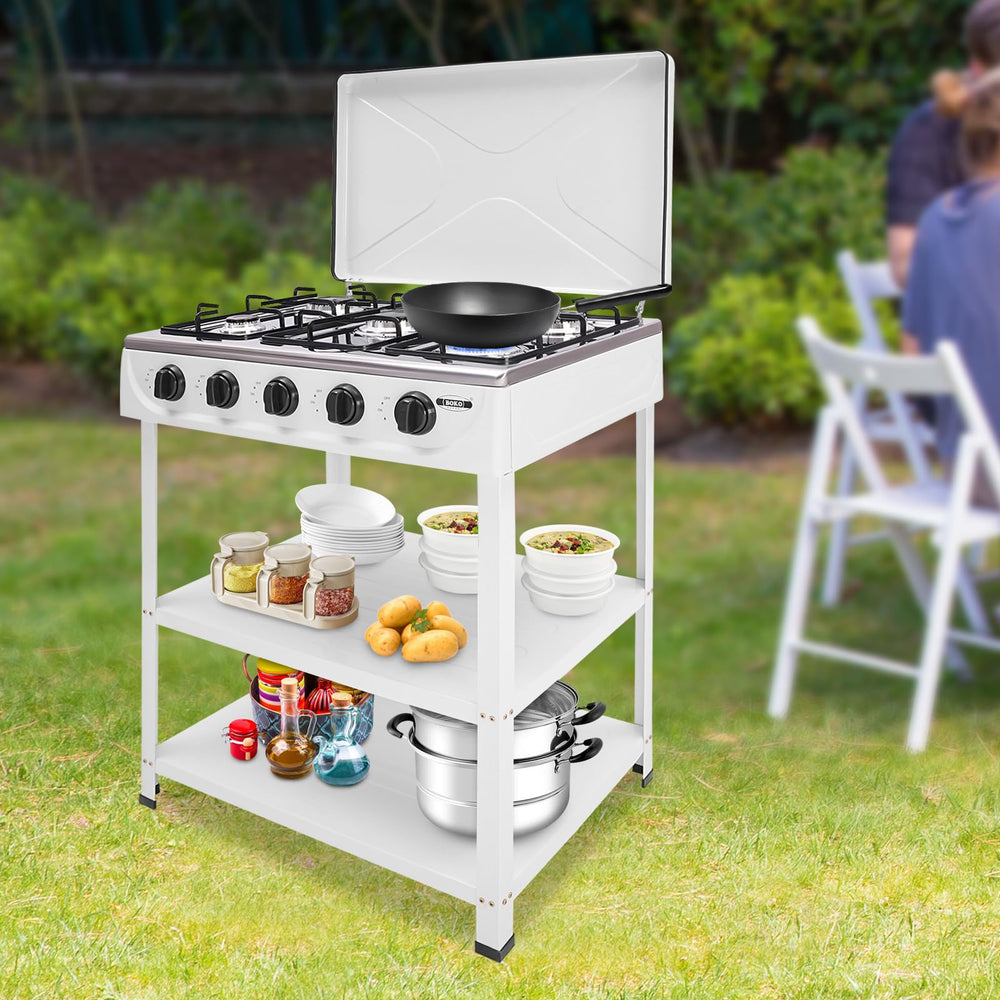 FireLeaves portable stand pictured for easy setup anywhere.
