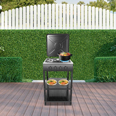 FireLeaves removable-storage-stand keeps condiments and tools within reach.