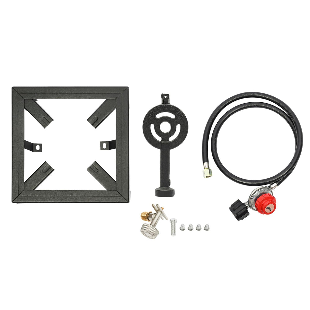 FireLeaves stove assembly parts laid out for quick outdoor setup.