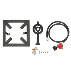 FireLeaves stove assembly parts laid out for quick outdoor setup.