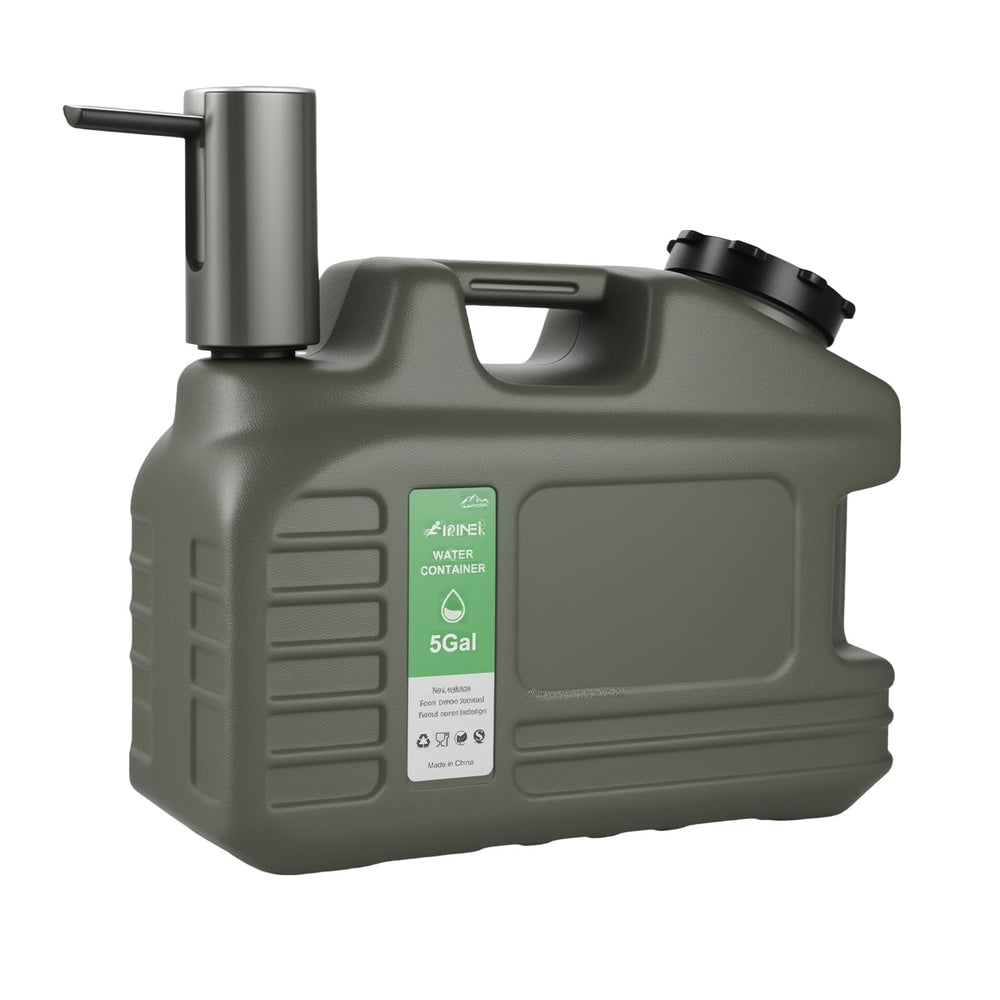 FIRINER 5-Gallon water jug with Smart Pump enables touch-free pouring for camping.