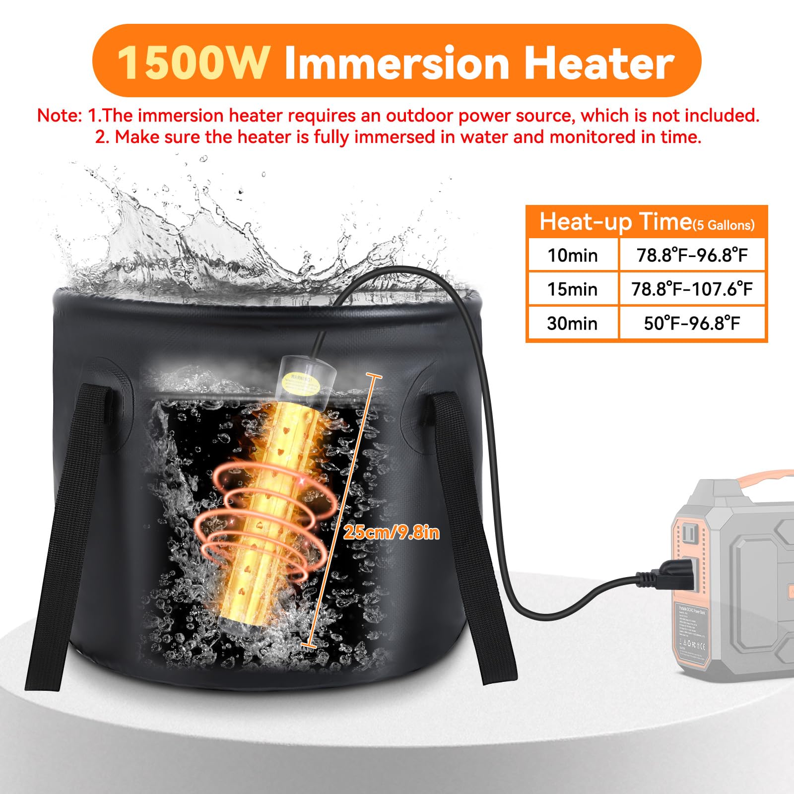 FIRINER camping shower 7800mAh battery powers long outdoor showers.