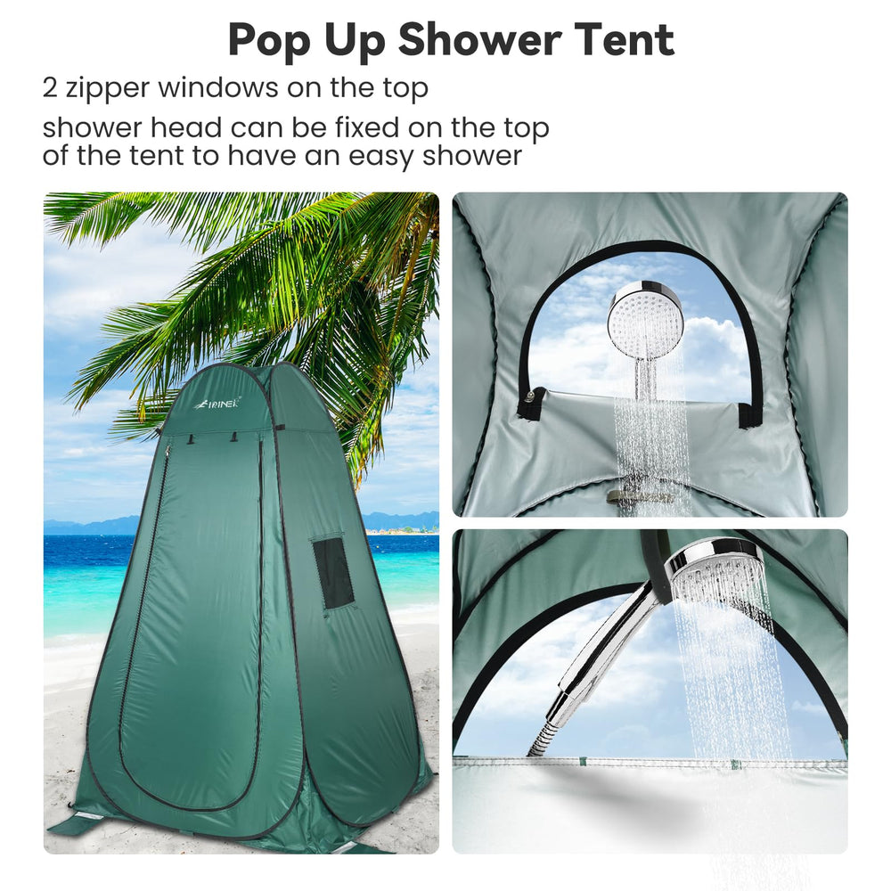 FIRINER pop up shower tent mesh windows improve airflow while maintaining privacy.