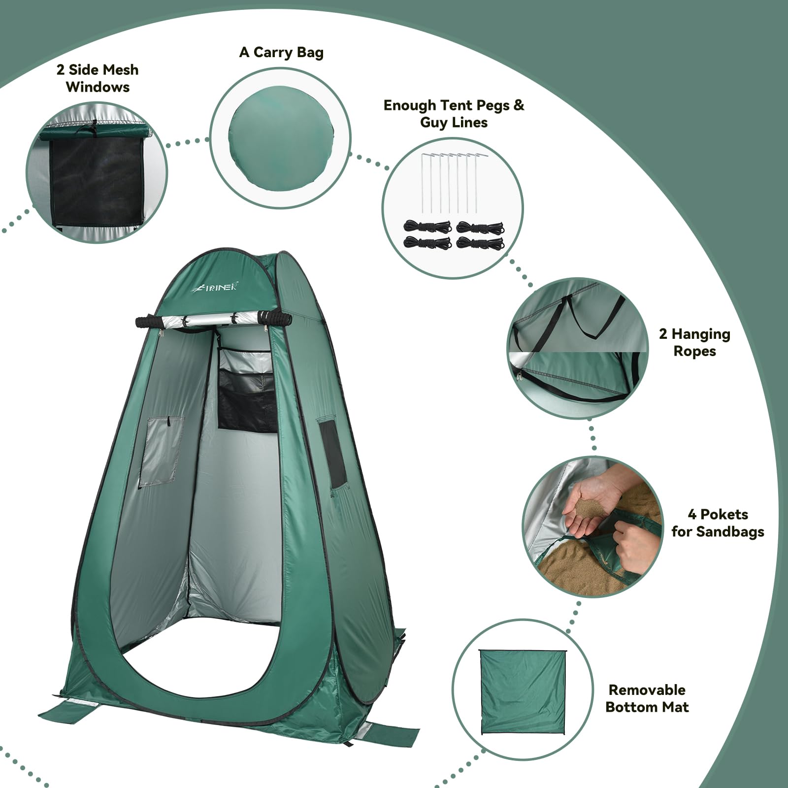 FIRINER shower head lanyard keeps essentials within reach for outdoor showers.