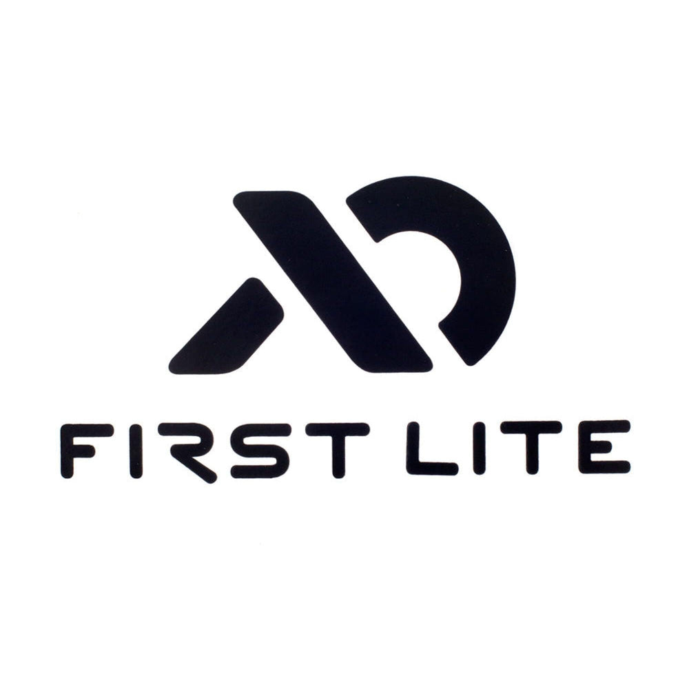 First Lite die-cut vinyl logo sticker in white for trucks and gear boxes.