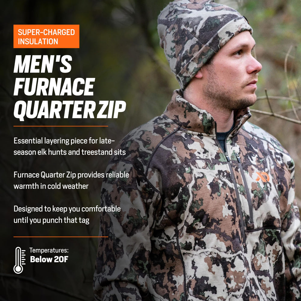 First Lite Furnace Quarter Zip close-up fleece interior for insulation and comfort.