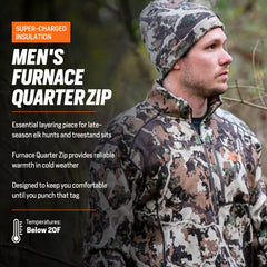 First Lite Furnace Quarter Zip close-up fleece interior for insulation and comfort.