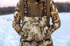 First Lite Refuge Bib Pant sherpa muff lining adds soft warmth