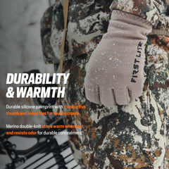 First Lite Rugged Wool Fleece Glove 410gsm merino for durable warmth in wet conditions