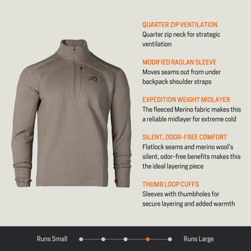 First Lite smooth flatlock seams reduce chafing during long hunts.