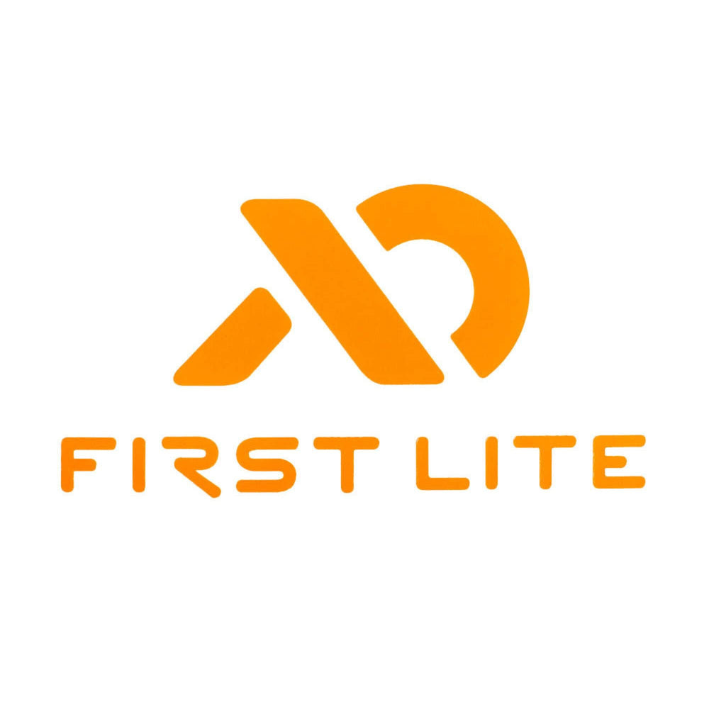 First Lite vinyl sticker on a tackle box, durable and easy peel-and-stick.