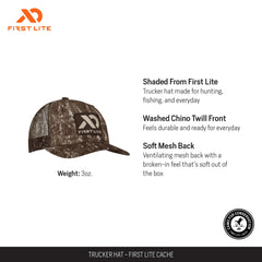 First Lite Trucker Hat Darkwater side view showing lightweight comfort