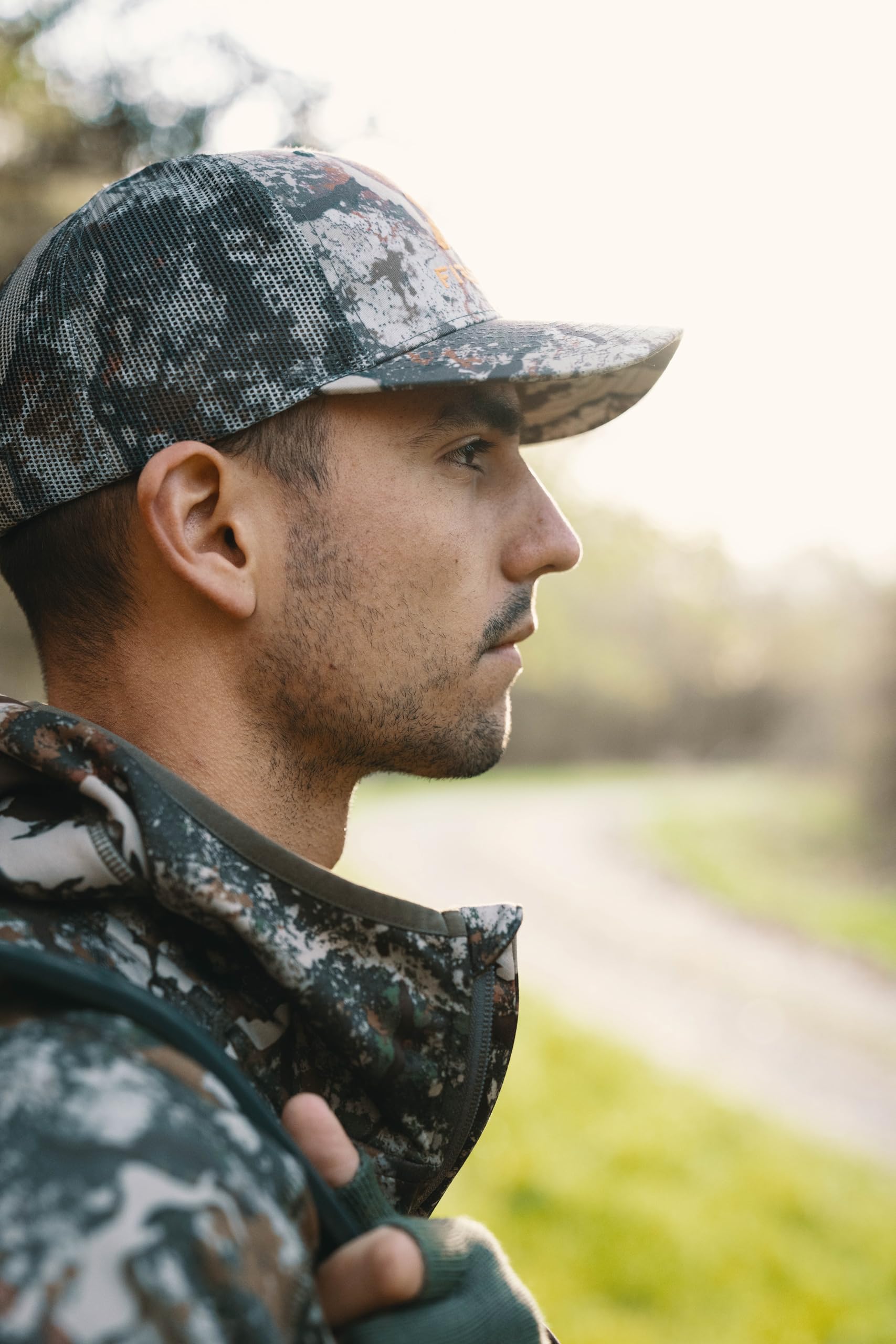 First Lite Trucker Hat one size fits all for versatile outdoor use.