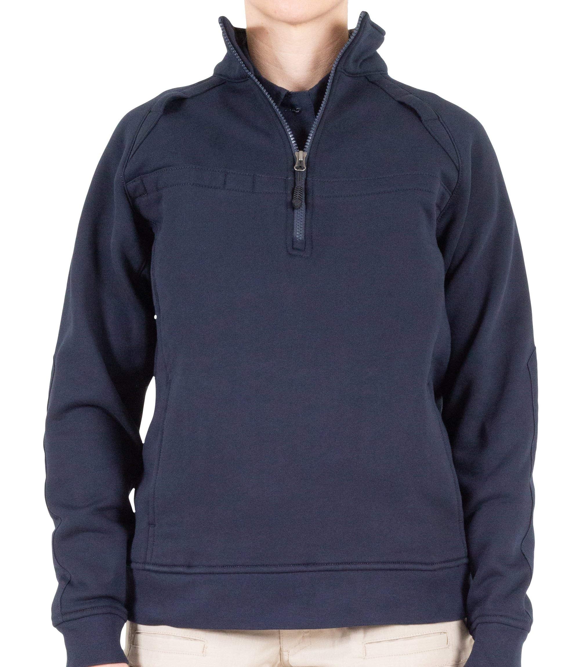First Tactical women's cotton job quarter zip shirt, zip-closure detail, easy on/off for shifts