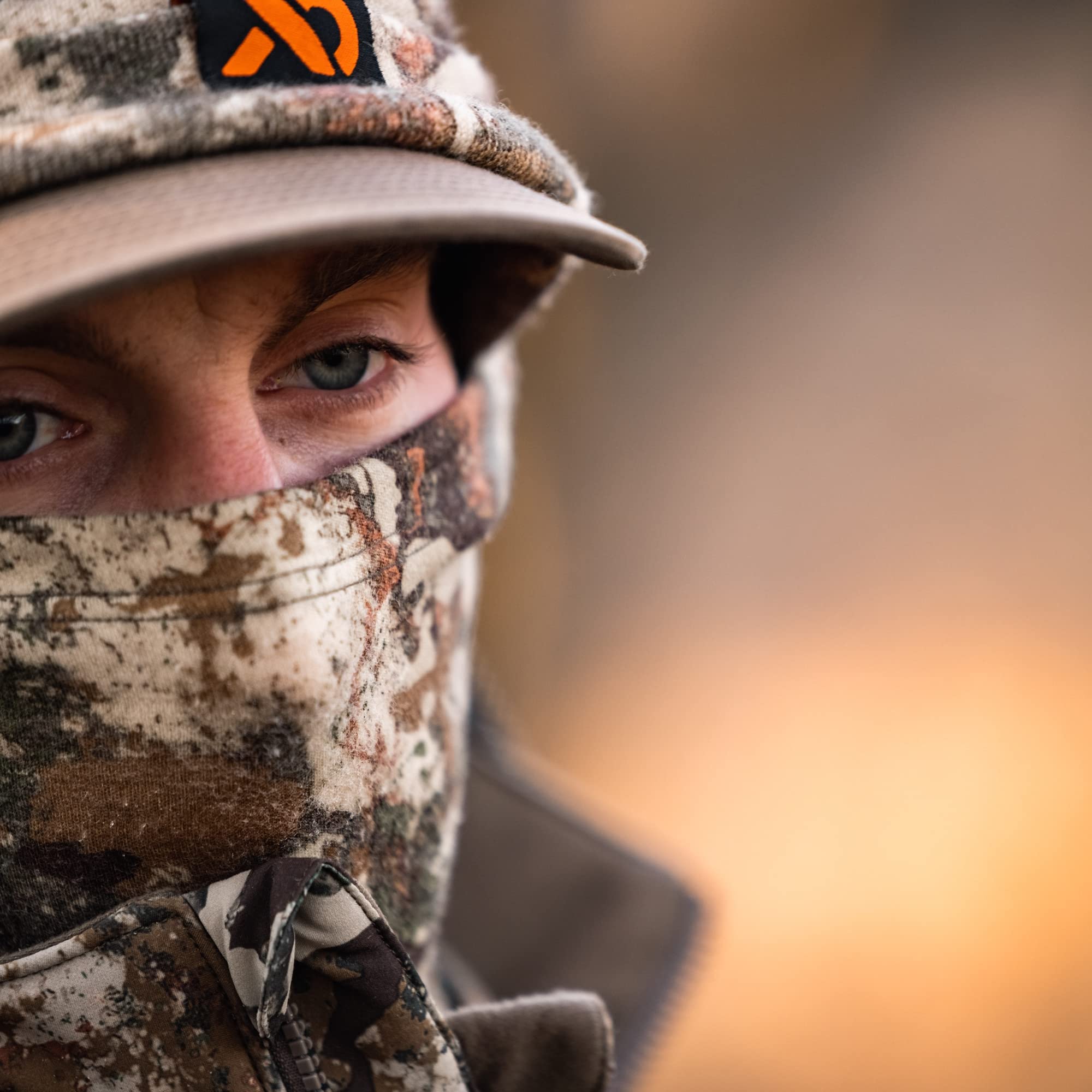 First Lite Aerowool neck gaiter conifer close-up fabric texture for quick-drying, cooling performance.