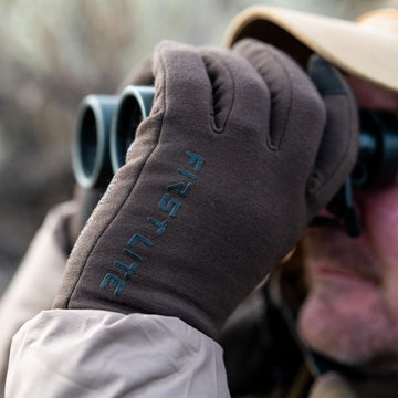 First Lite Rugged Wool Fleece Glove Terra 2 oz per glove for light wear.