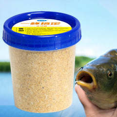 Fish Attractant Powder absorbing water highlights quick hydration for ready-to-use bait.