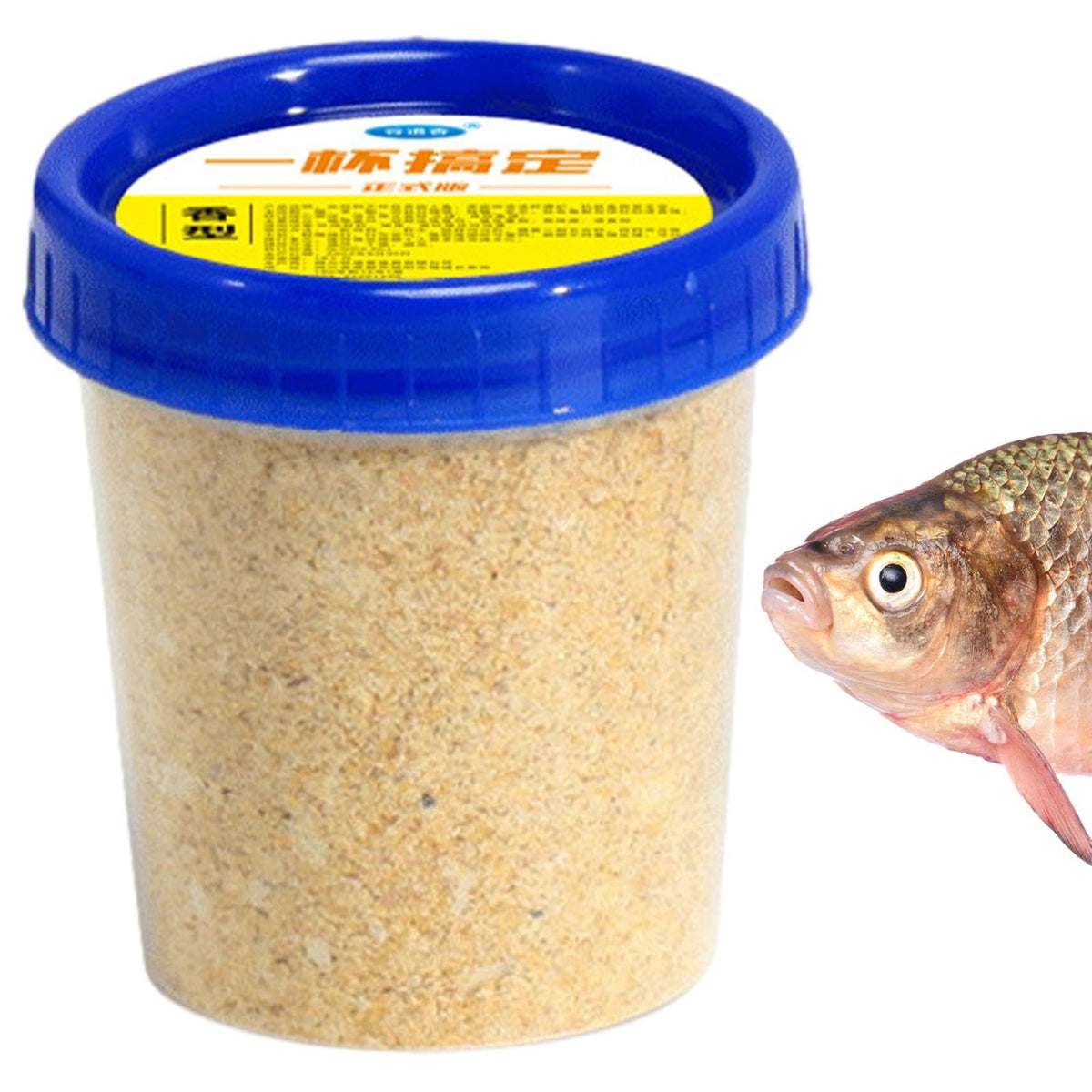 Fish Attractant Powder bottle front showcases a long-lasting lure for freshwater fishing.