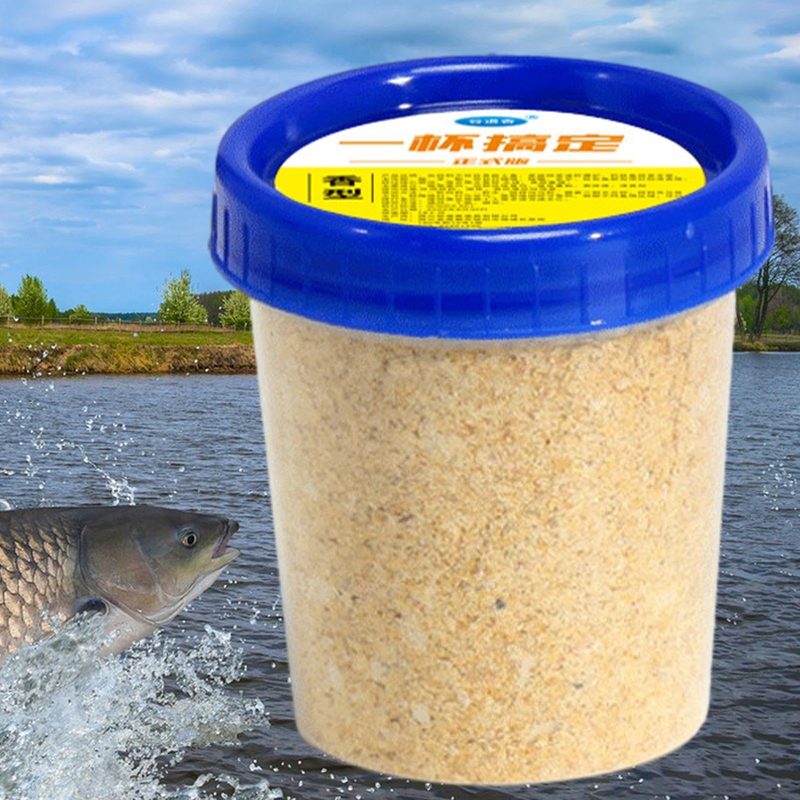 Fish Attractant Powder mixing bowl demonstrates easy preparation for effective lures.