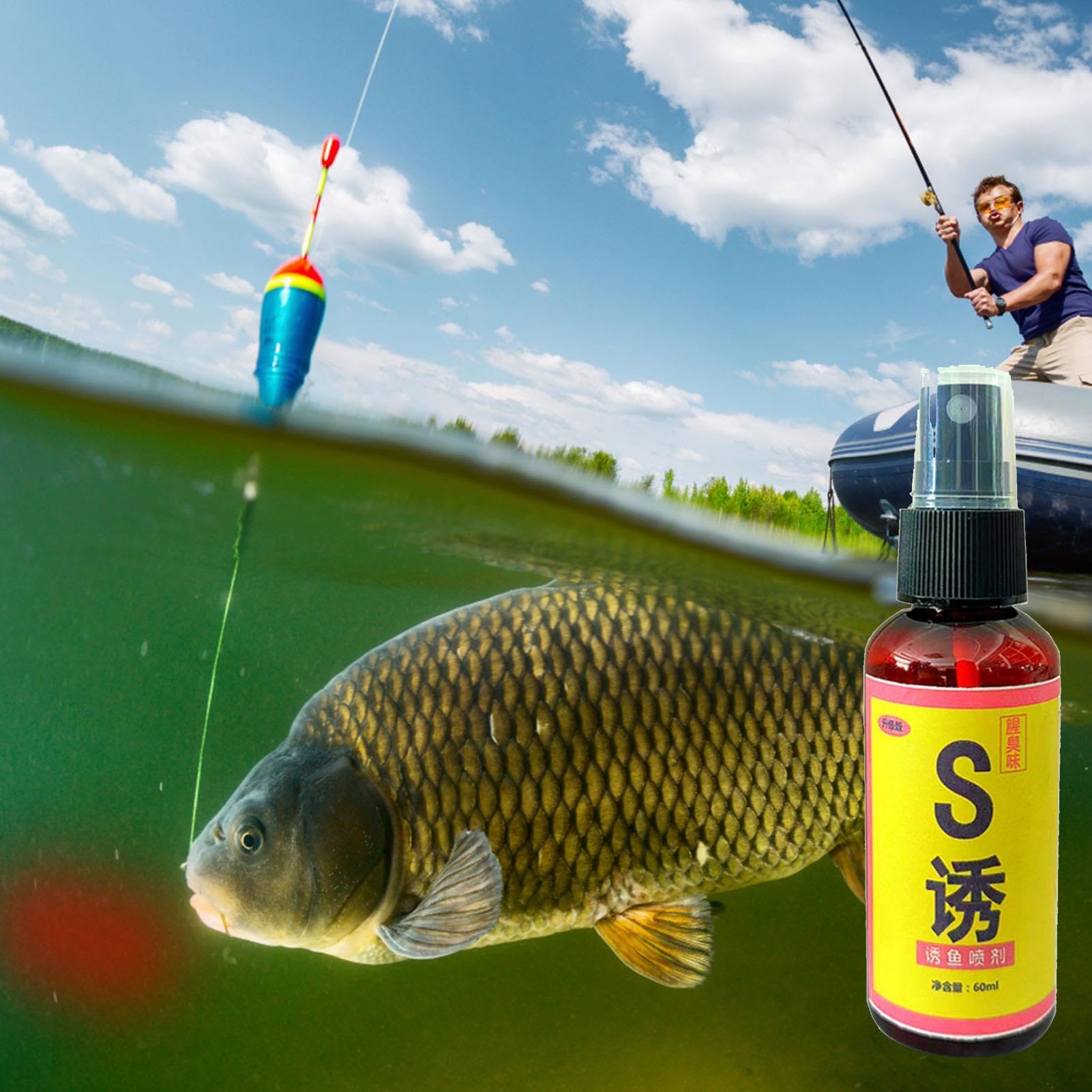 Fish Attractant Spray being dispensed from bottle for easy application