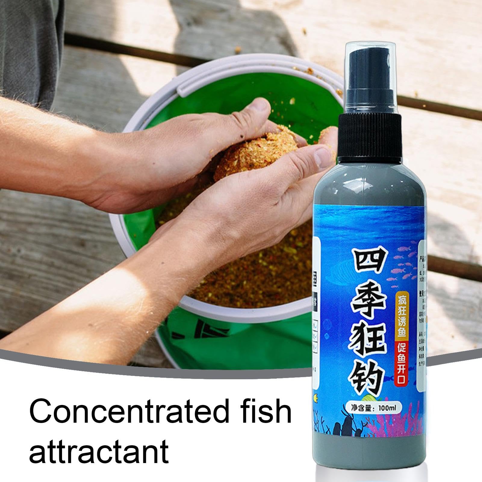 Fish Attractant Spray enhances lure with stronger scent trail to attract bass and trout.
