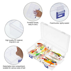 Lure storage box sealed with double-clip design for waterproof protection