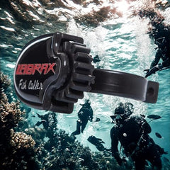 Fish Caller attached to speargun for hands-free operation