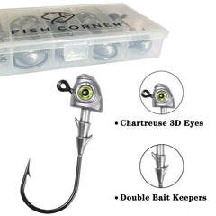 Fish Corner swimbait jig heads 3/8 oz with double bait keepers and 3D eyes