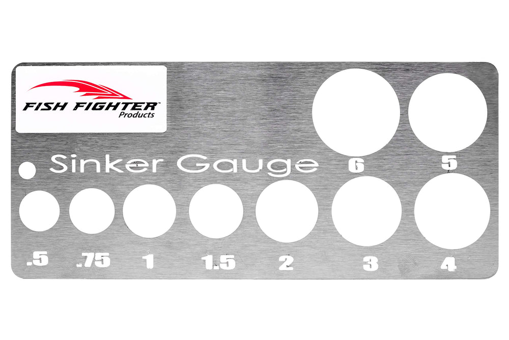 Fish Fighter Sinker Gauge front view shows precise slots for .5 to 6 oz weights.