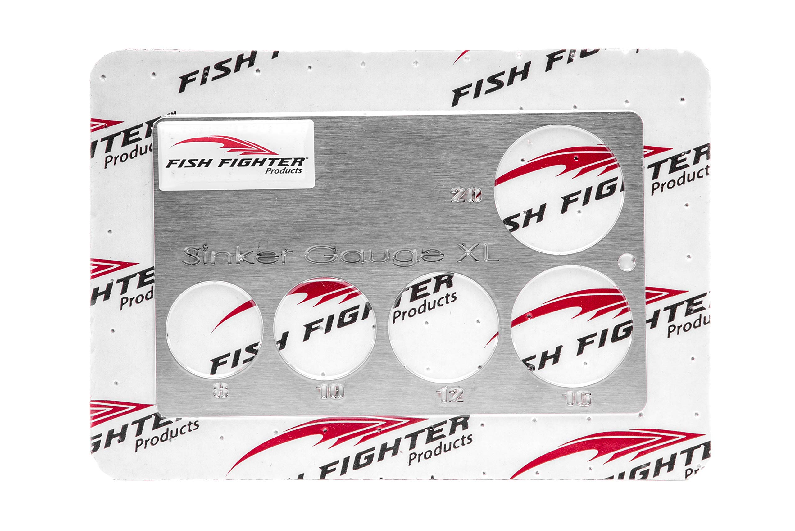 Fish Fighter XL Sinker Gauge close-up on hole sizes for fast weight identification.