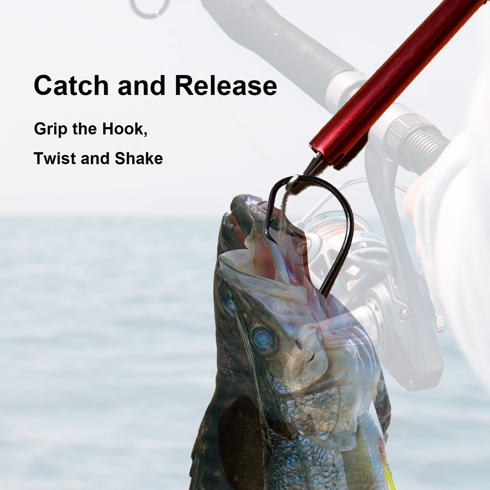 Saltwater fishing scene featuring the hook remover in action