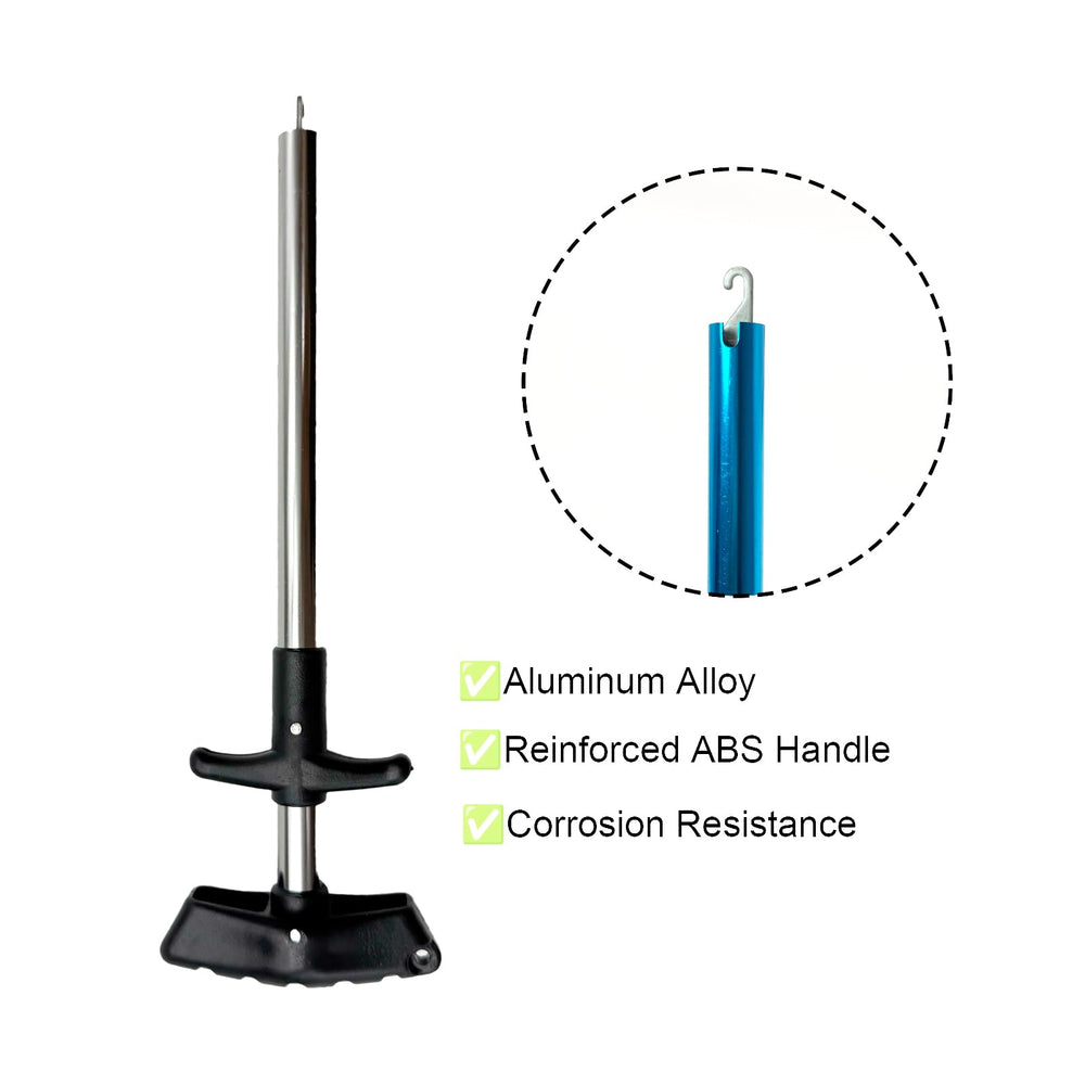 Materials: aluminum shaft, stainless steel head, ABS handle