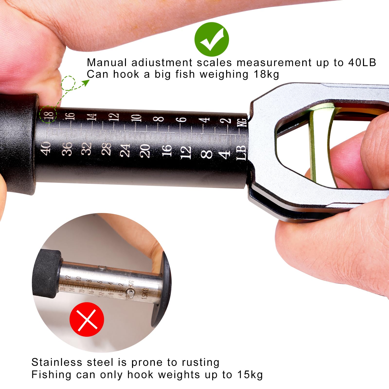 Close-up of weight scale on the tool