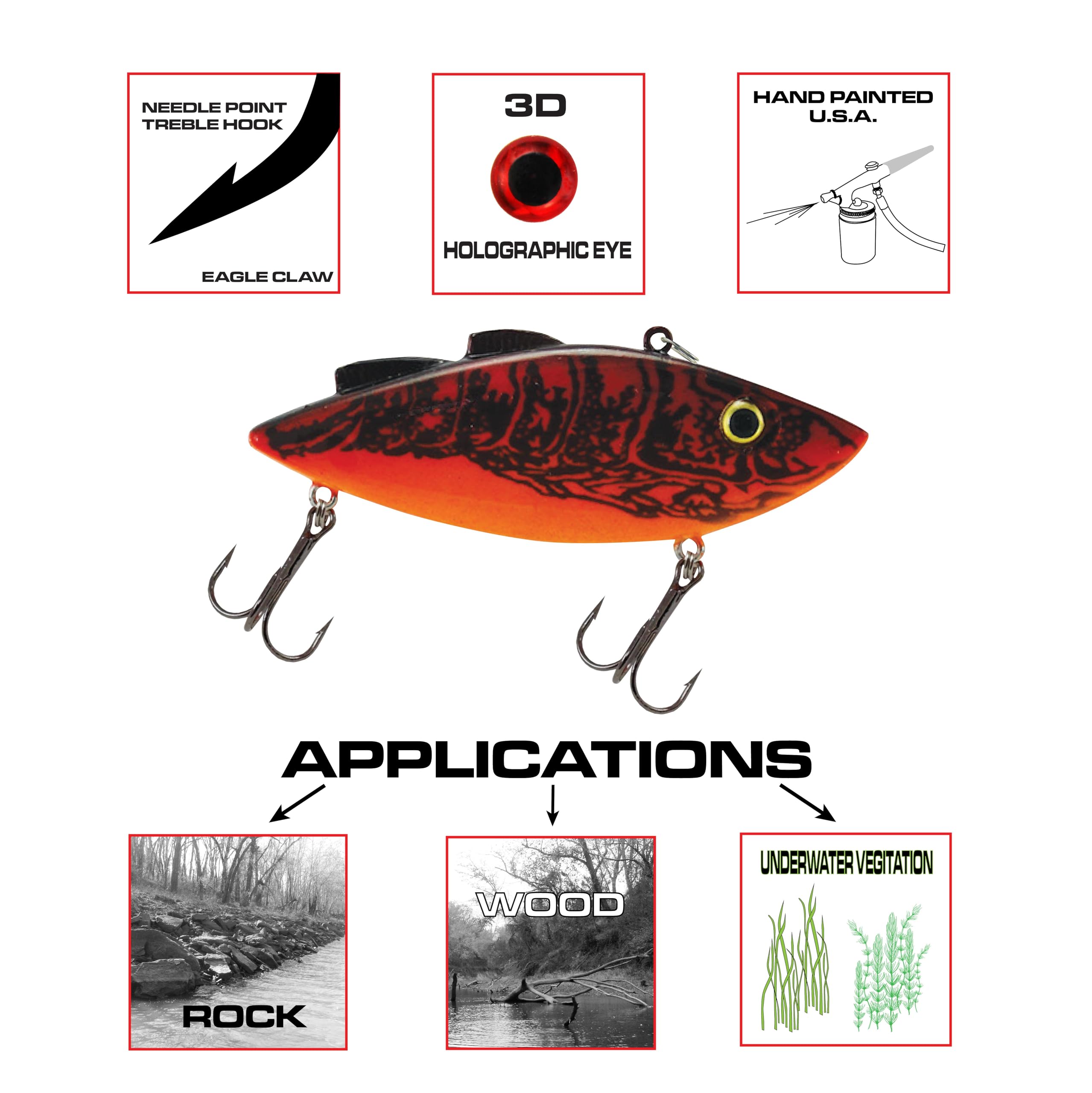Fish Lucke All American Rattler closeup shows realism and durable hardware.