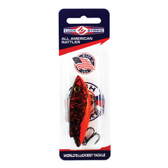 Fish Lucke All American Rattler front view with lifelike eyes for bass casting.