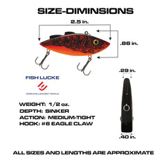Fish Lucke All American Rattler side view highlights compact, versatile trolling potential.