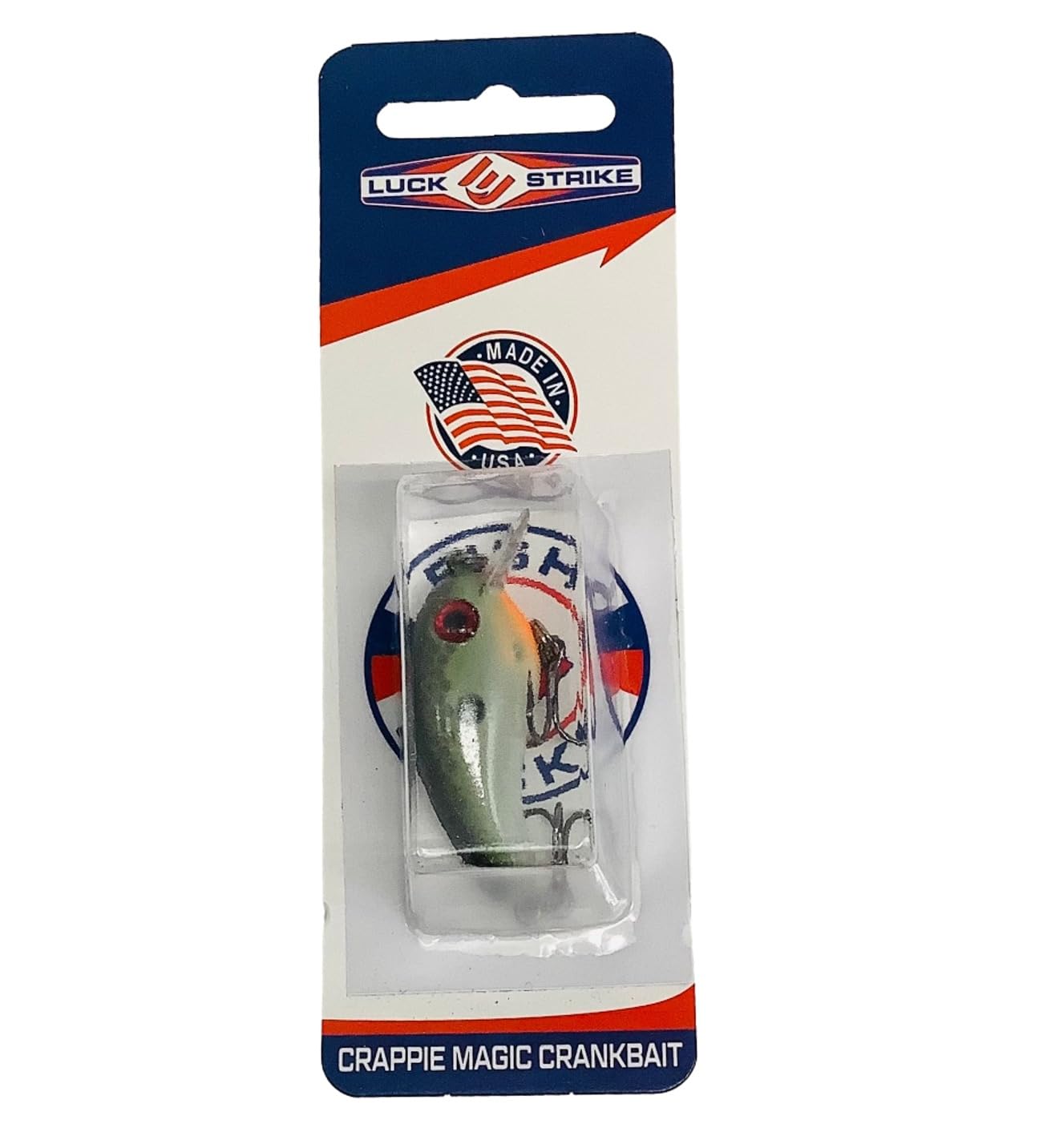 Luck E Strike Crappie Magic Crankbait dives 2-4 ft for shallow fishing and trolling.